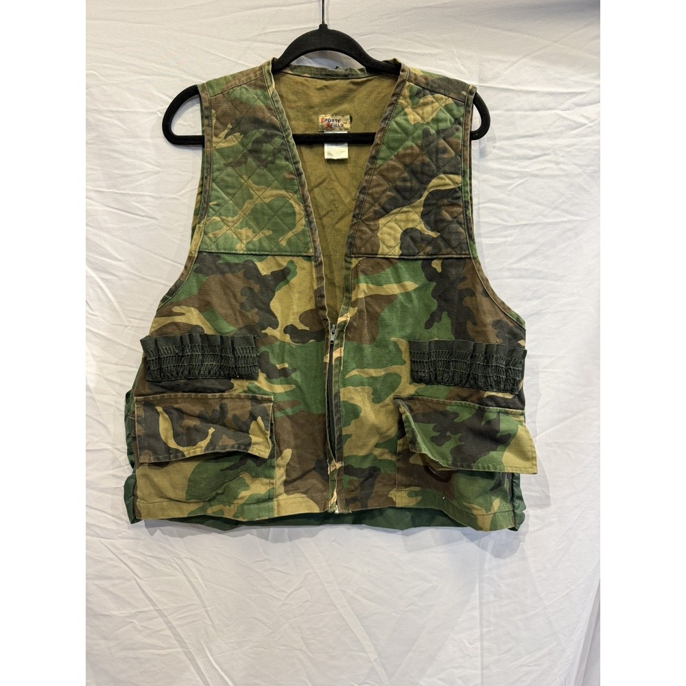 Sports Afield Hunting Vest Camo Quilted Shell Pockets Game Bag Small